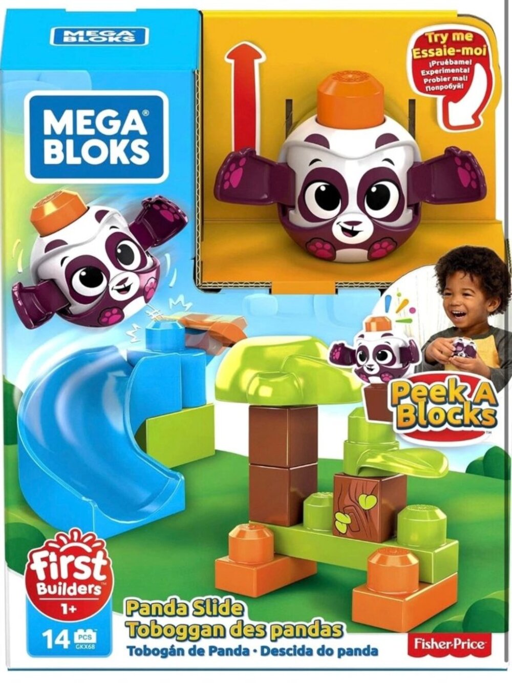 NEW Mega Blocks Peek A Blocks Slide with Big Building Blocks